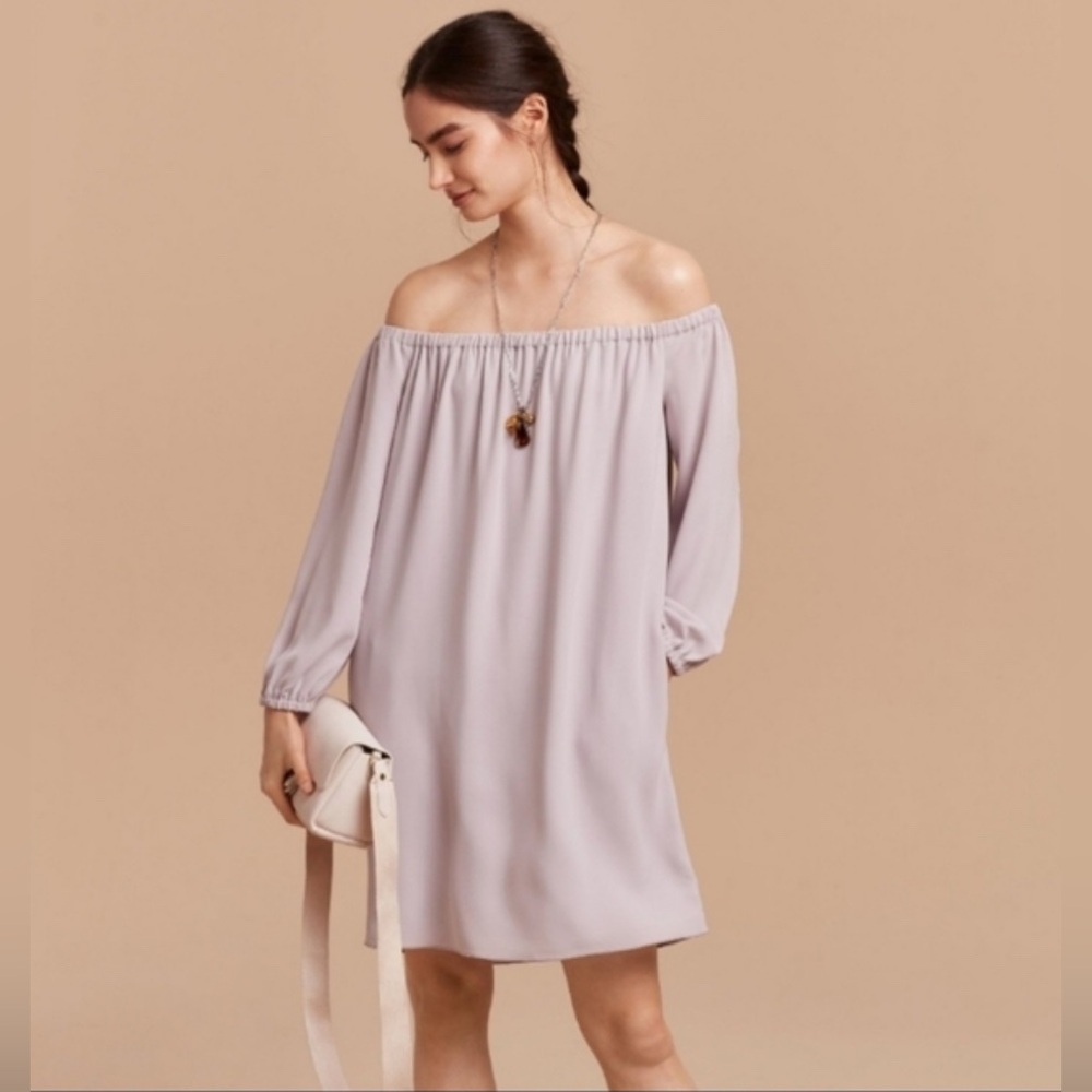 Aritzia Wilfred Elegant Off The Shoulder Dress – Lavender / Grey – XS